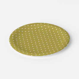  Mustard yellow white polka dots pattern  ペーパープレート