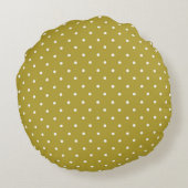  Mustard yellow white polka dots pattern  ラウンドクッション (裏面)