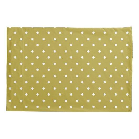 Mustard yellow white polka dots pattern  枕カバー (裏面-左)