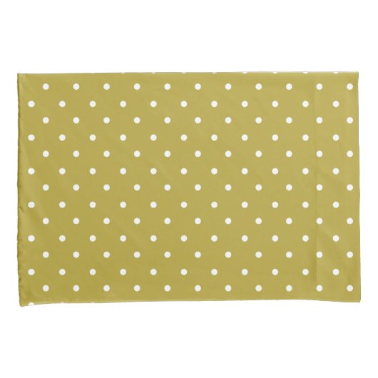  Mustard yellow white polka dots pattern  枕カバー (正面右)