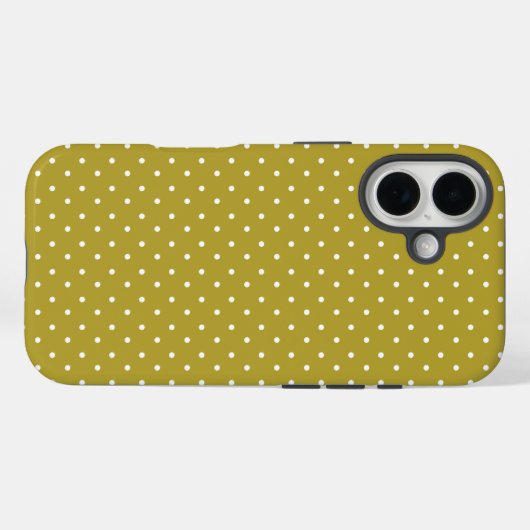  Mustard yellow white polka dots pattern  Case-Mate iPhoneケース (裏面 (横))