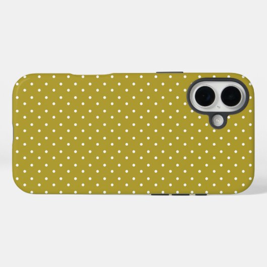  Mustard yellow white polka dots pattern  Case-Mate iPhoneケース (裏面 (横))