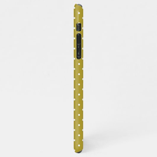  Mustard yellow white polka dots pattern  iPhoneケース (左側)