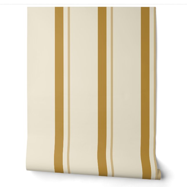 Mustard Yellow Wide French Country Stripe 壁紙 (ほどく)