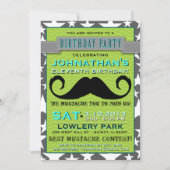 Mustash Bash Chevron Birthday Party Invitation 招待状 (正面)