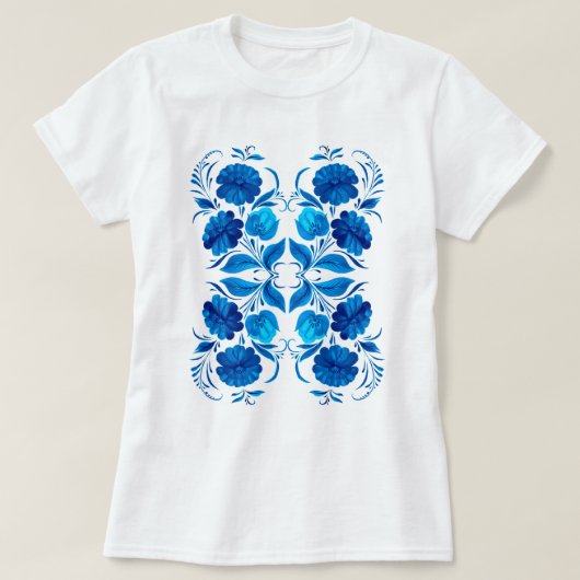 Muster aus blauen Blumen  Tシャツ (デザイン正面)
