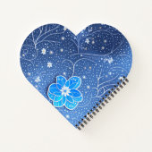 Muster blau weiß mit Blumen ノートブック (裏面)