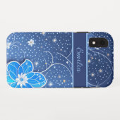 Muster blau weiß mit Blumen Case-Mate iPhoneケース (裏面(横))