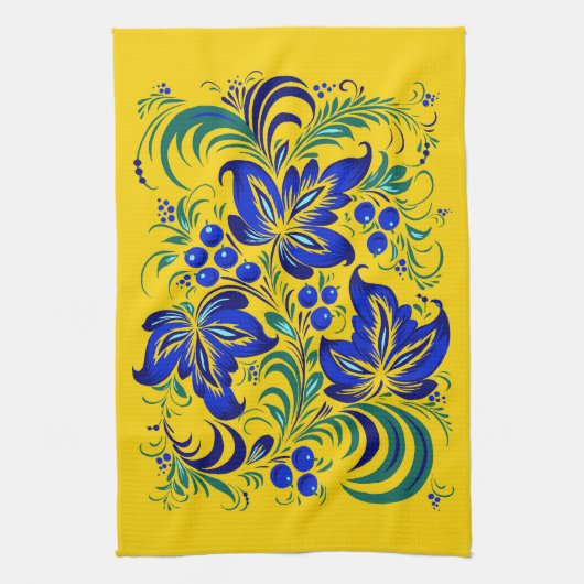 Muster im ukrainischen Volksstil キッチンタオル (縦)