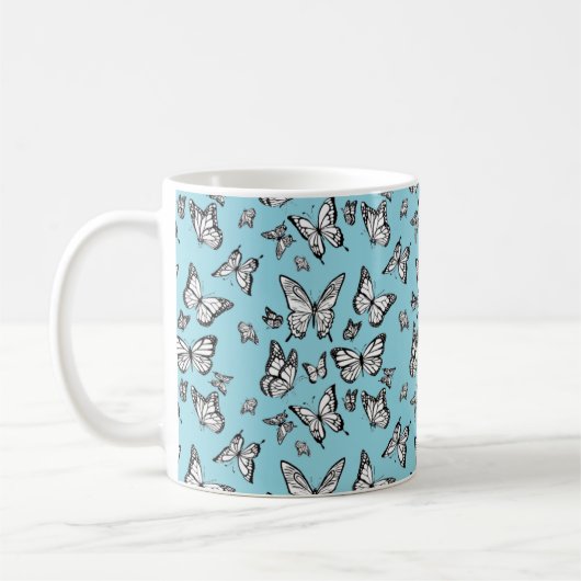 Muster mit Schmetterlingen コーヒーマグカップ (左)