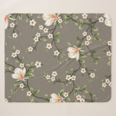 mustered small flowers with green leaves pattern o シェルパブランケット (正面(横))