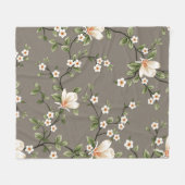 mustered small flowers with green leaves pattern o フリースブランケット (正面(横))