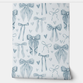 Muted Baby Blue Hand-Drawn Bows on Soft Blue 壁紙