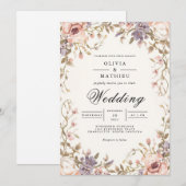 Muted Bloom Archway Romance Wedding 招待状 (正面/裏面)