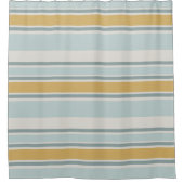 Muted Blue and Mustard Modern Stripe Bathroom シャワーカーテン (正面)