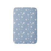 Muted Blue And White Wildflower Pattern バスマット (正面縦)