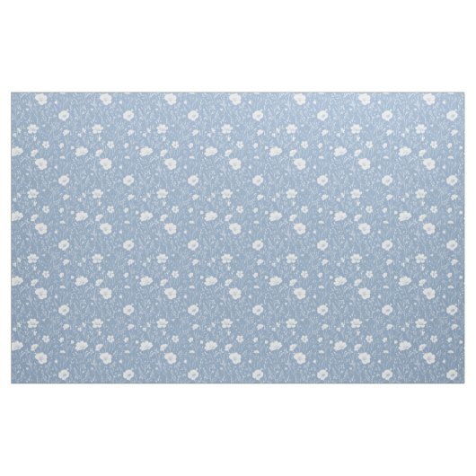 Muted Blue And White Wildflower Pattern ファブリック (ファットクウォーター)