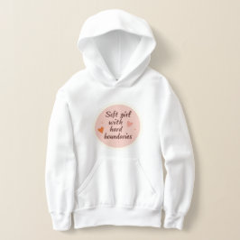 Muted blush and warm oat quotes AI art kid hoodie