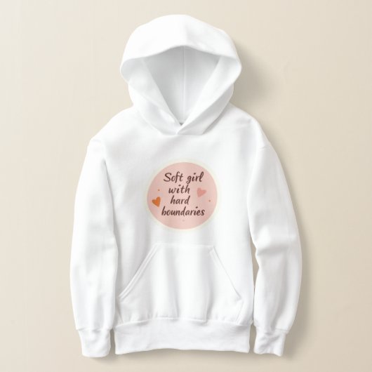 Muted blush and warm oat quotes AI art kid hoodie (レイダウン)