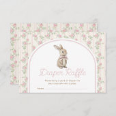 Muted Blush Bunny Rabbit Baby Shower Diaper Raffle エンクロージャーカード (正面/裏面)