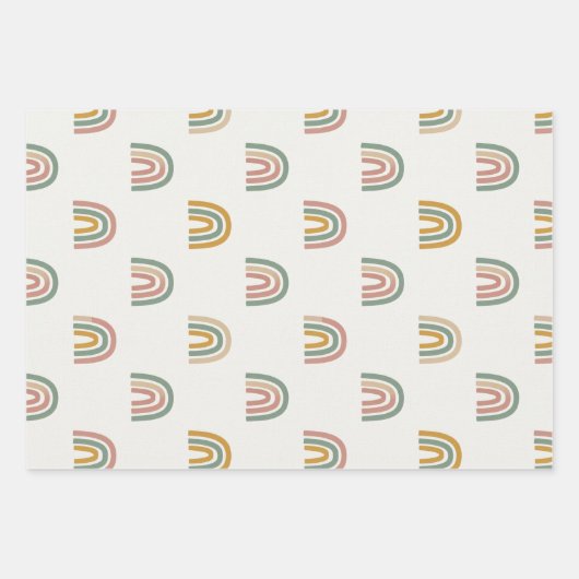 Muted boho rainbow scandi pattern ラッピングペーパーシート (正面)