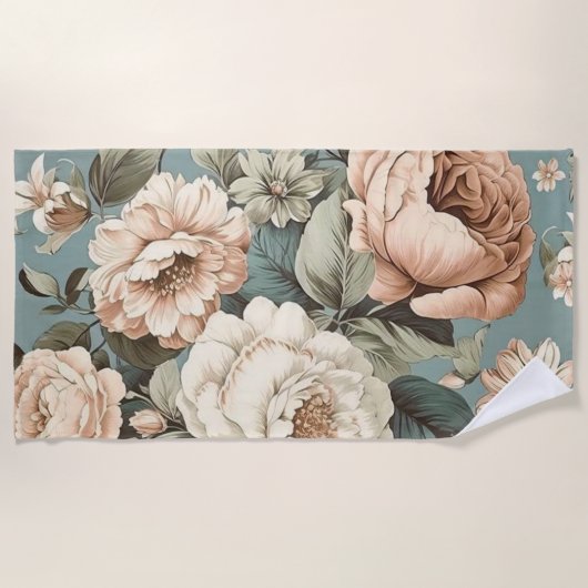 Muted Botanical Dream ビーチタオル (正面)