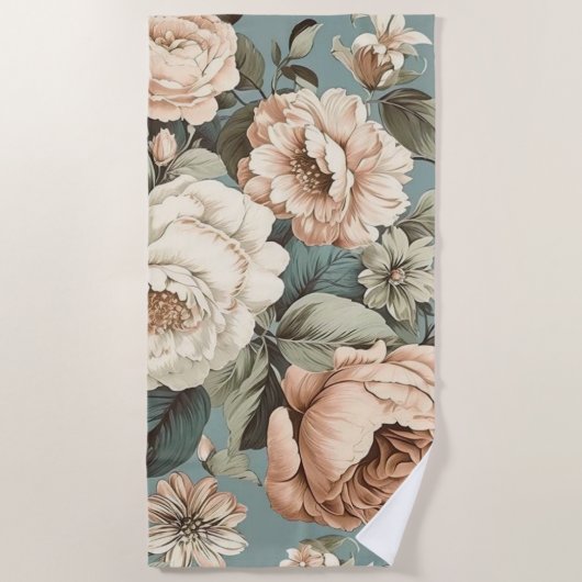 Muted Botanical Dream ビーチタオル (正面)