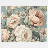 Muted Botanical Dream フリースブランケット (正面(横))