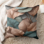 Muted Botanical Leaf Accent Throw Pillow クッション (ブランケット)