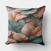 Muted Botanical Leaf Accent Throw Pillow クッション (正面)
