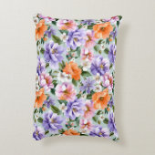 Muted Colorful Flowers Boho flower アクセントクッション (裏面(縦))