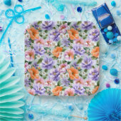 Muted Colorful Flowers Boho flower ペーパープレート (パーティー)