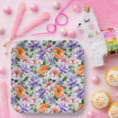 Muted Colorful Flowers Boho flower ペーパープレート (パーティー)