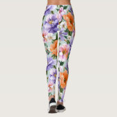 Muted Colorful Flowers Boho flower レギンス (裏面)