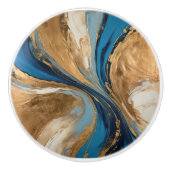 Muted Copper and blue marble abstract セラミックノブ (正面)
