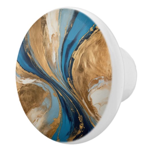 Muted Copper and blue marble abstract セラミックノブ (右)