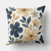 Muted creamy floral pattern クッション (裏面)