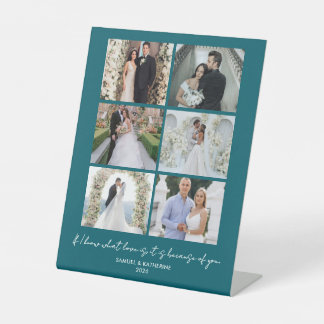 Muted Deep Teal 6 Photo Collage Valentine’s 台座サイン