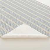 Muted Distressed Blue Farmhouse Ticking Stripe シェルパブランケット (3/4)