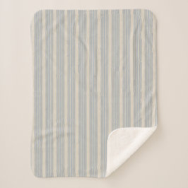 Muted Distressed Blue Farmhouse Ticking Stripe シェルパブランケット