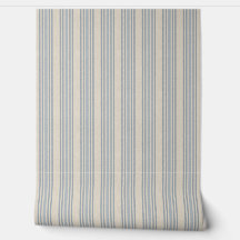 Muted Distressed Blue Farmhouse Ticking Stripe