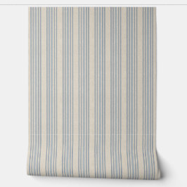 Muted Distressed Blue Farmhouse Ticking Stripe 壁紙