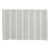 Muted Distressed Blue Farmhouse Ticking Stripe 枕カバー (正面)