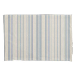 Muted Distressed Blue Farmhouse Ticking Stripe 枕カバー