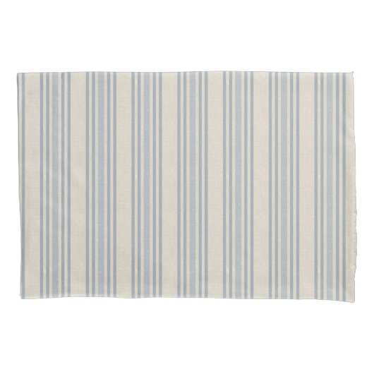 Muted Distressed Blue Farmhouse Ticking Stripe 枕カバー (正面)