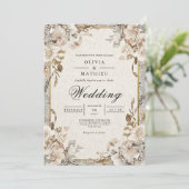 Muted Earthy Floral Arch Wedding 招待状 (スタンド正面)