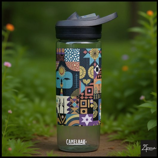 Muted Earthy Folk Art Patchwork Quilt ウォーターボトル