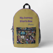 Muted Earthy Folk Art Patchwork Quilt プリントバックパック (正面)