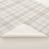 Muted Farmhouse Beige Plaid シェルパブランケット (3/4)