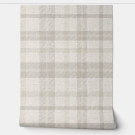 Muted Farmhouse Beige Plaid w/ Linen Texture 壁紙